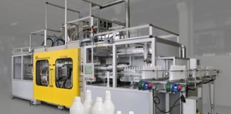 Blow moulding machines for producing milk containers