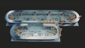 Filled to order 2 The electromagnetic ACOPOStrak diverters divide and merge product flows at full production speed
