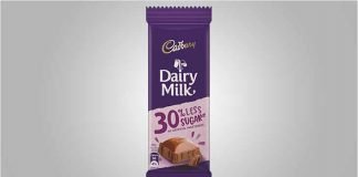 Cadbury Dairy Milk bar with 30% less sugar in India