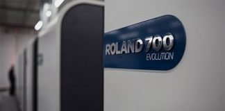 Roland 705 with coating module 3B plus format Evolution press by Manroland
