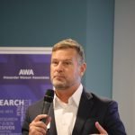 AWA’s Release Liner seminar before Labelexpo 2019 Corey M Reardon, President and CEO of AWA making the opening remarks at the Label Release Liner Seminar on the day before the opening of LEXPO 2019 in Brussels. Photo IPP