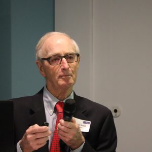 AWA’s Release Liner seminar before Labelexpo 2019 1 Calvin Frost, chief executive officer, Channeled Resources Group, speaking about liner recycling and de-siliconizing liner.