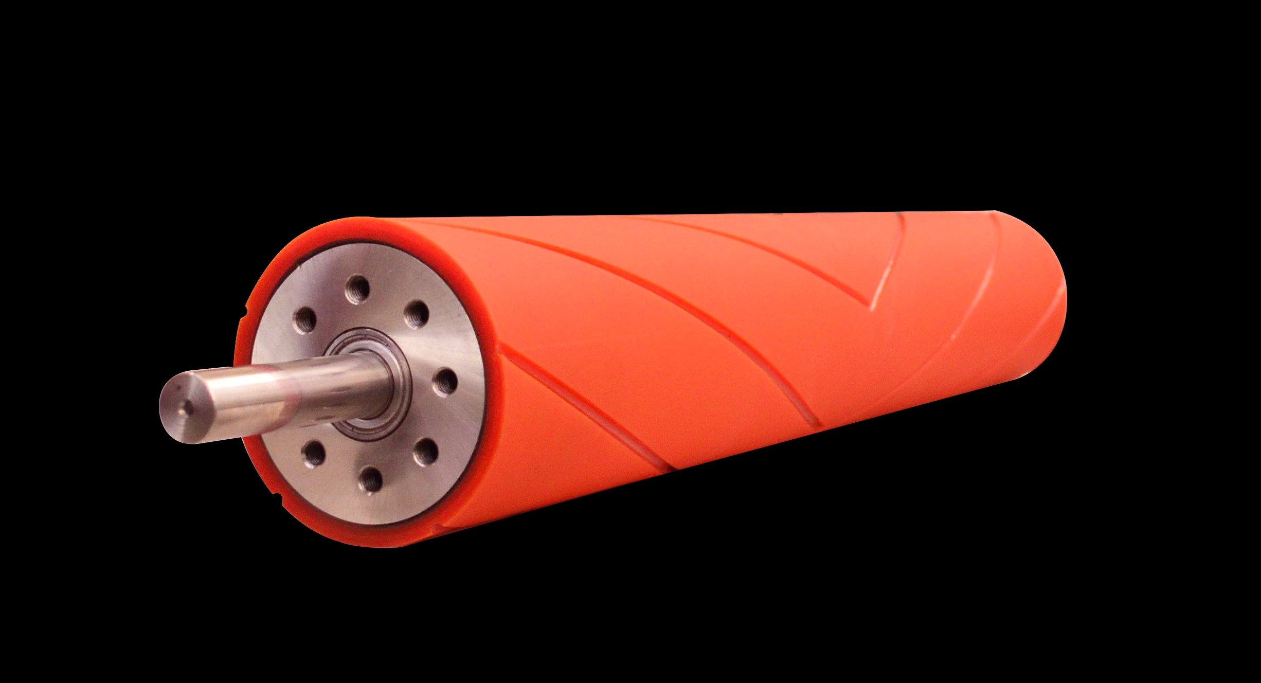 Orange Grooved Elastomeric Carbon Fiber Roller.