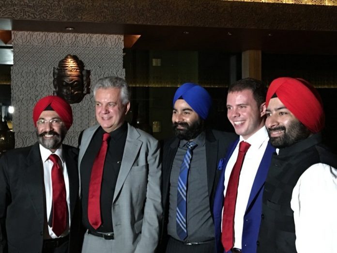 Harveer Sahni, Marco Calcagni, Pawandeep Sahni, Andrea Calcagni and Kanwardeep Sahni at the celebratory evening in New Delhi. Photo PSA