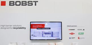 The different types of mono-material high barrier pouches exhibited on the BOBST stand at K 2019