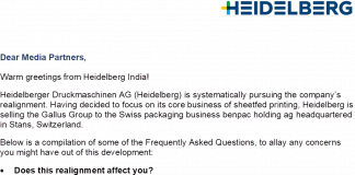 Letter from Heidelberg India president Samir Patkar