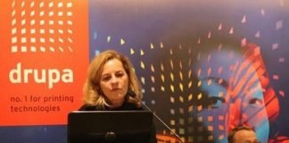 Sabine Geldermann at the drupa 2020 promotion event in 2019 in New Delhi Photo PSA