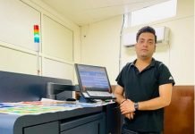 Gagan Goel, owner of Magnus Graphics with the KM AL230 press