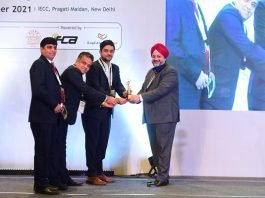 Brilliant Polymers receiving the award at IFCA Star Awards 2021 for its winning entry - S745