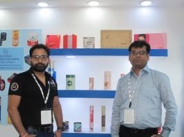 Ankush Mittal (Left) and Amit Gupta (Right), both Millennium Cans & Containers’ founders, at their Stand in PackPlus Delhi 2022. Photo: PSA