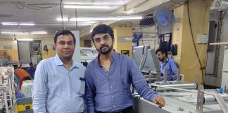 L to R: Chirag Bhalavat and Parag Ghelani with the Bobst 76 A1 folder gluer Photo by PSA