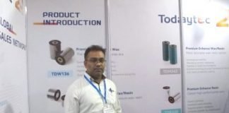 Shivendra Kumar, sales manager of Todaytec at the Labelexpo India 2022 at Greater Noida Photo PSA
