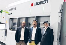 The Surya Global Films project and technical team including DS Sengar head Project & Operations, Vinay Arora head – Electrical & Electronics, and Siddhant Singh head – Mechanical & Utilities are also happy with the performance of the first K5 Expert metalizer at the new plant Photo Bobst