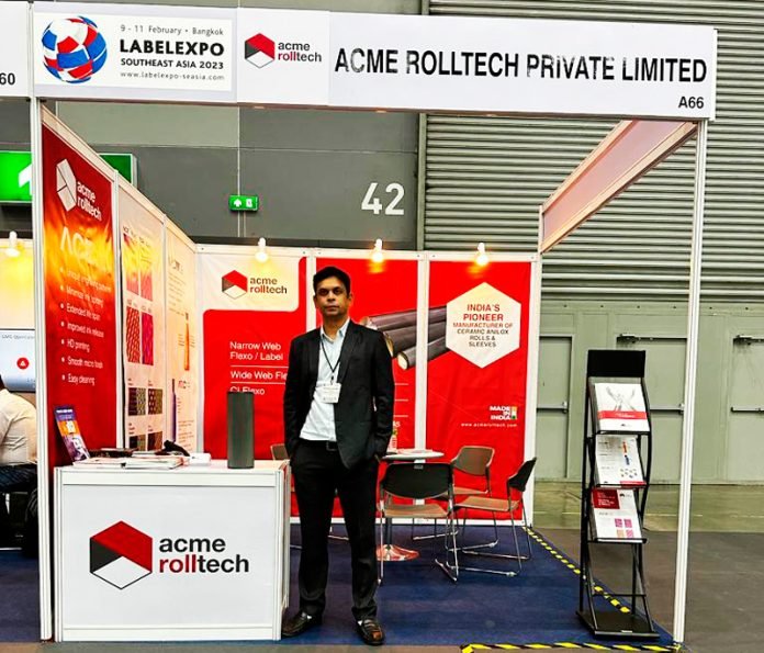 Sandeep Sharma, director of Acme Rolltech, at Labelexpo Southeast Asia.