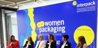 The Women in Packaging event’s panel. From left to right: Afsaneh Nabifar, Nadia Taylor, Marjo Halonen, Valentina Aureli, Gabi Bauer, Nerida Kelton. Photo: PSA.