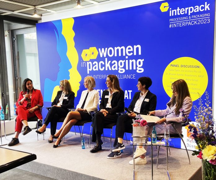 1-WomenConference The Women in Packaging event’s panel. From left to right: Afsaneh Nabifar, Nadia Taylor, Marjo Halonen, Valentina Aureli, Gabi Bauer, Nerida Kelton. Photo: PSA.