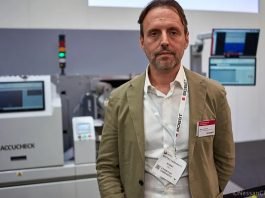 Matteo Cardinotti heads Bobst’s narrow and mid web division at Label Expo Europe in Brussels Photo Nessan Cleary