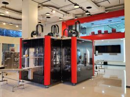 The Somic 434 carton packaging machine at the company's new showroom in Bangkok Photo SOMIC