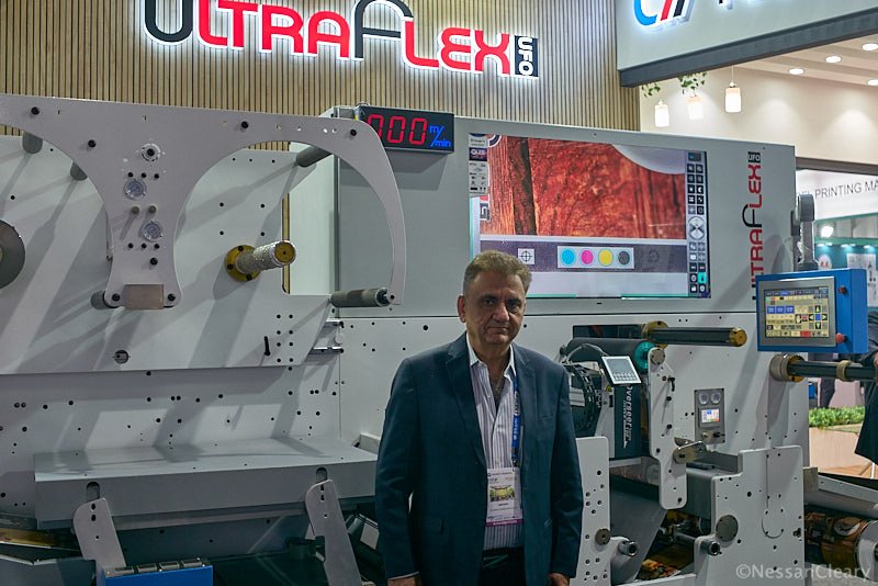 Pamex in Mumbai and narrow web solutions 2 Abhay Datta, director of UV Graphic with the UltraFlex label press Photo Nessan Cleary
