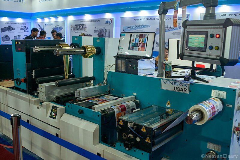 Pamex in Mumbai and narrow web solutions 3 Vinsak showed this USAR converting machine Photo Nessan Cleary