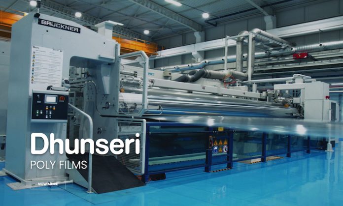 Dhunseri Bruckner BOPET line web750 The 10.5 meter-wide Bruckner BOPET line at Dhunseri Poly Film's plant in Panagarh, West Bengal Image: Dhunseri Poly Films webstie