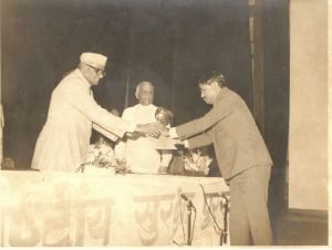 Mr O Banerji receiving an award from the President of India, Dr Neelam Sanjiva Reddy in 1980 Photo Banerjee family