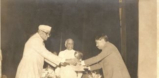 Mr O Banerji receiving an award from the President of India, Dr Neelam Sanjiva Reddy in 1980 Photo Banerjee family