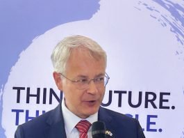 Finland’s ambassador to India, HE Kimmo Lähdevirta makes his opening remarks to the afternoon public session of the Think Circle event at Finland embassy on 10 January 2025 Photo PSA
