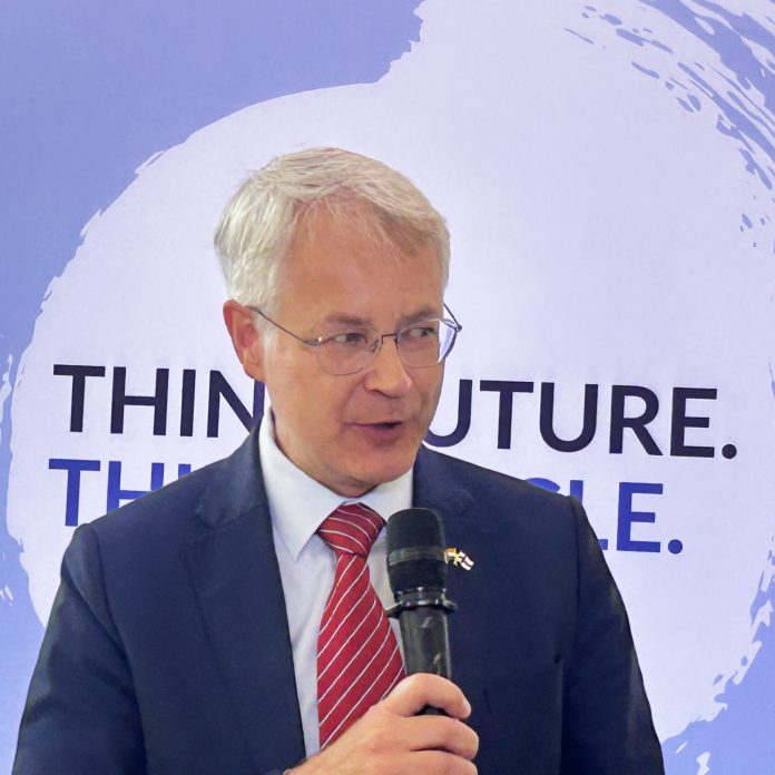 Finland’s ambassador to India, HE Kimmo Lähdevirta makes his opening remarks to the afternoon public session of the Think Circle event at Finland embassy on 10 January 2025 Photo PSA Finland’s ambassador to India, HE Kimmo Lähdevirta makes his opening remarks to the afternoon public session of the Think Circle event at Finland embassy on 10 January 2025 Photo PSA