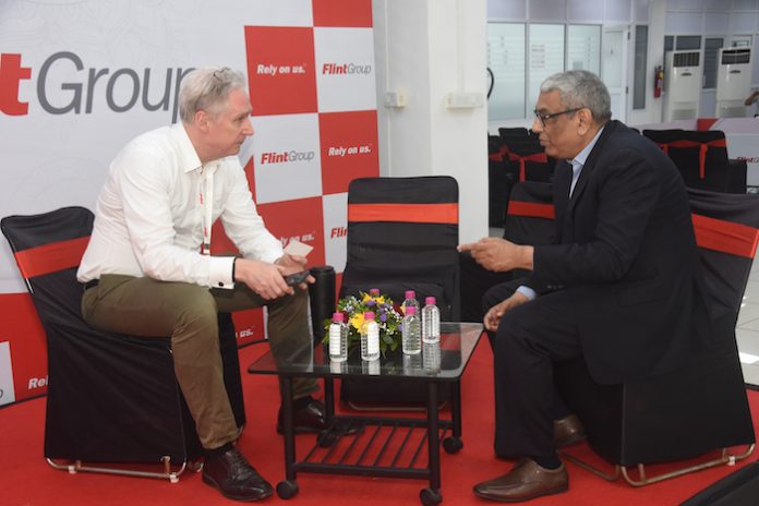 DSC_4490Web700 Flint Group's CEO Pepyn Dinandt with Upal Roy Flint's managing director for India, Africa and the MIddle East Photo Flint Group