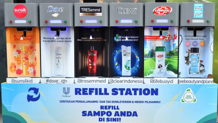 refill In Indonesia, Unilever piloted a refill machine in 2020, selling home and personal care brands in a packaging-free store in Jakarta