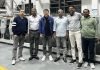 The teams of Citrus Packaging Solutions and Provin Digital with the Spande S7 8-color label press in Spande's Shanghai plant Citrus