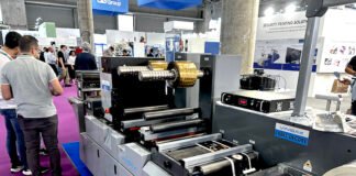 At Hall 4, Booth 4D22, Vinsak is showing its Label-Decore, an advanced modular label finishing machine designed for high-quality embellishments and flexible configurations. Attendees are witnessing live demonstrations of the Label-Decore in action, showcasing its capabilities in label converting, decoration, and premium finishing.