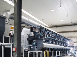 The rotogravure press assembly hall at the Pelican factory in Rajkot Photo PSA