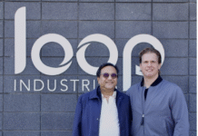 File photo of Arvind Singhania, chairman and CEO of Ester Industries, and Daniel Solomita, founder and CEO of Loop Industries at Loop’s head office in Terrebonne, Quebec, Canada., after the JV was formed