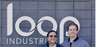 File photo of Arvind Singhania, chairman and CEO of Ester Industries, and Daniel Solomita, founder and CEO of Loop Industries at Loop’s head office in Terrebonne, Quebec, Canada., after the JV was formed