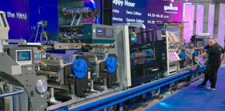 The revival of Gallus The new Gallus Five shown at Labelexpo Barcelona is a hybrid digital press built on a Labelmaster flexo chassis Photo Nessan Cleary