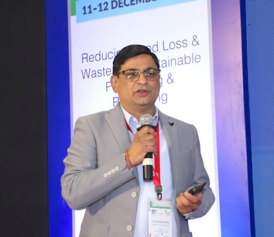 Dr Ajay Nema of Alok Masterbatches speaking about new recyclable flexible packaging structures at the FoodTekPack Conference on 12 December 2025