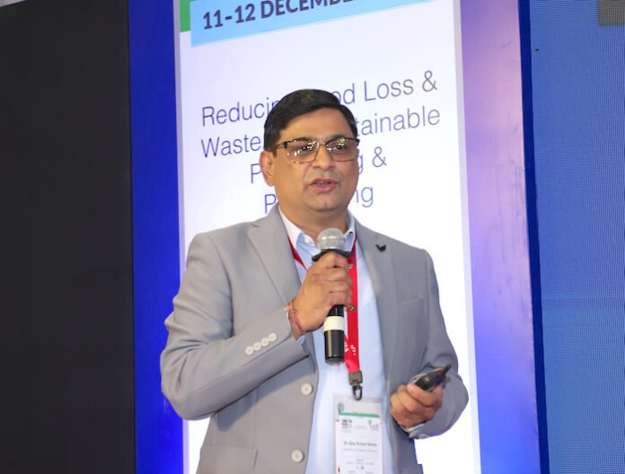 Dr Ajay Nema of Alok Masterbatches speaking about new recyclable flexible packaging structures at the FoodTekPack Conference on 12 December 2025
