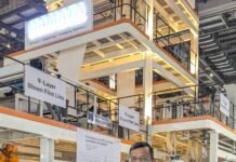Mamata Machinery’s 9-layer blown film line at PlastIndia 2026 Mamata