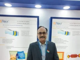 Dharmendra Mishra, director of the Ahmedabad-based KG Flexx at PlastIndia. Photo PSA