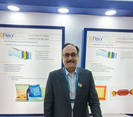 Dharmendra Mishra, director of the Ahmedabad-based KG Flexx at PlastIndia. Photo PSA