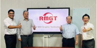 L – R Toshiyuki Ishibashi (India Incharge) assistant manager International Sales and India incharge, RMGT, Takafumi Tanimoto, Divisional deputy general manager, Sales and Service, and member of the board RMGT, Vinay Kaushal, director, Provin, and Akshay Kaushal, executive director Sales, Provin Photo Provin