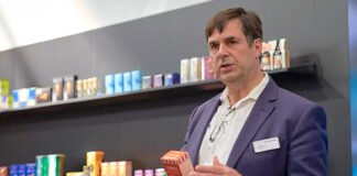 Felix Müller, CEO and general manager for Heidelberg Web Carton speaking at Interpack 2026 Photo Nessan Cleary