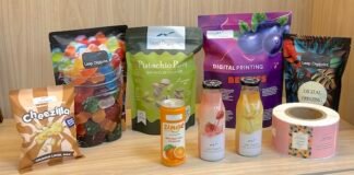 Examples of Leap Digital's pressure–sensitive labels, sleeves and pouches Photo PSA