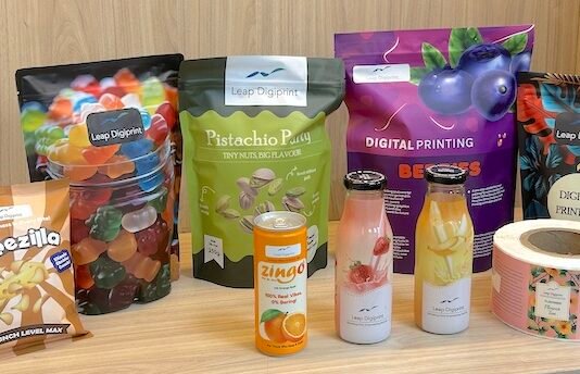 Examples of Leap Digital's pressure–sensitive labels, sleeves and pouches Photo PSA