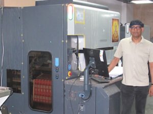 Leap Digiprint director Vikram Prasad with the new HP 6K digital press Photo PSA