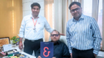 (L-R) Shiv Singh Chauhan, vice president of Keshoram Manufacturing, and Vikas Goyal, managing director of Keshoram Manufacturing, alongside Shashank Surana, executive director of Indo Polygraph Machinery, at the contract signing