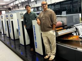 Rakesh Patel and his son Rishan Patel alongside the WJPS Advanced 560 at Wanjie India’s demo center in Ahmedabad