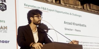 Arzad Khambatta, director Rasna presenting the keynote at the FoodTekPack conference in Gandhinagar alongside the Indusfood exhibition on 25 July 2026 Photo PSA